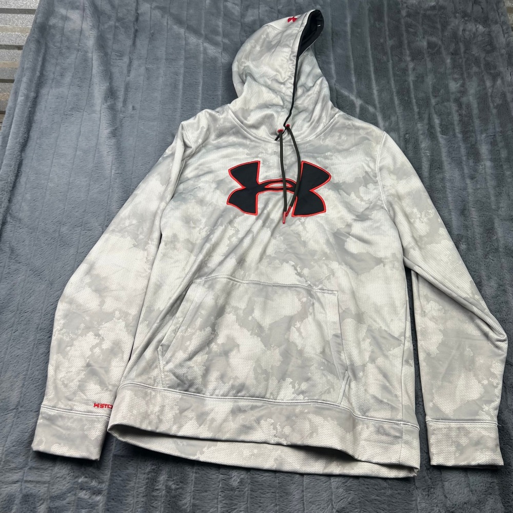 Under Armour Mens ColdGear Digital Camo Hoodie Grey White Large 14877